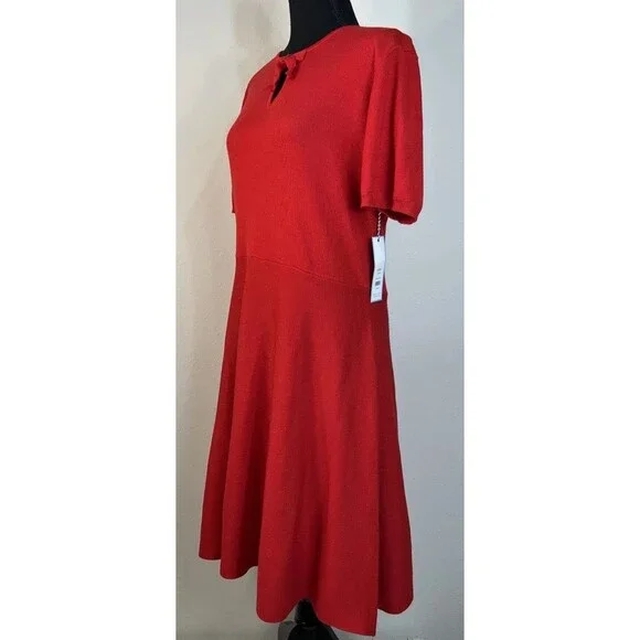 Draper James Bow Neck Detail Fit & Flare Mini Sweater Dress Size Large - Picture 9 of 16